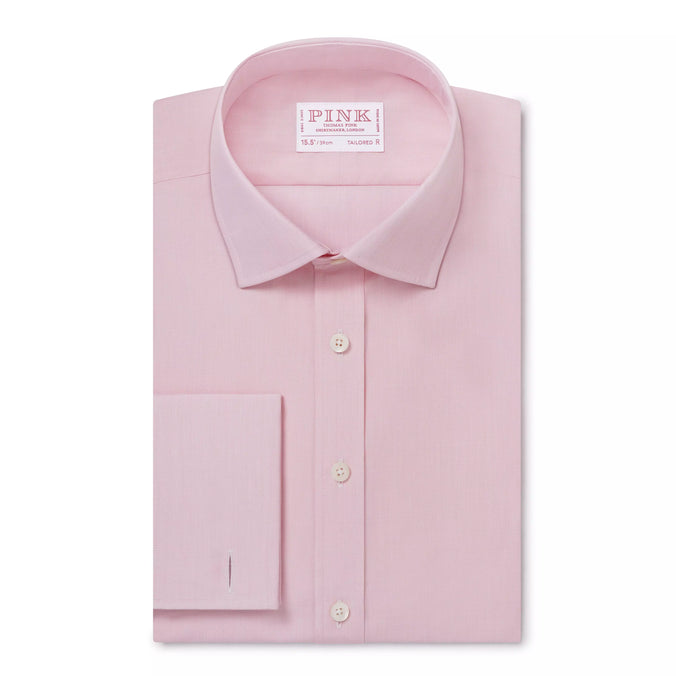 Pink Tailored Fit Double Cuff End on End Formal Shirt
