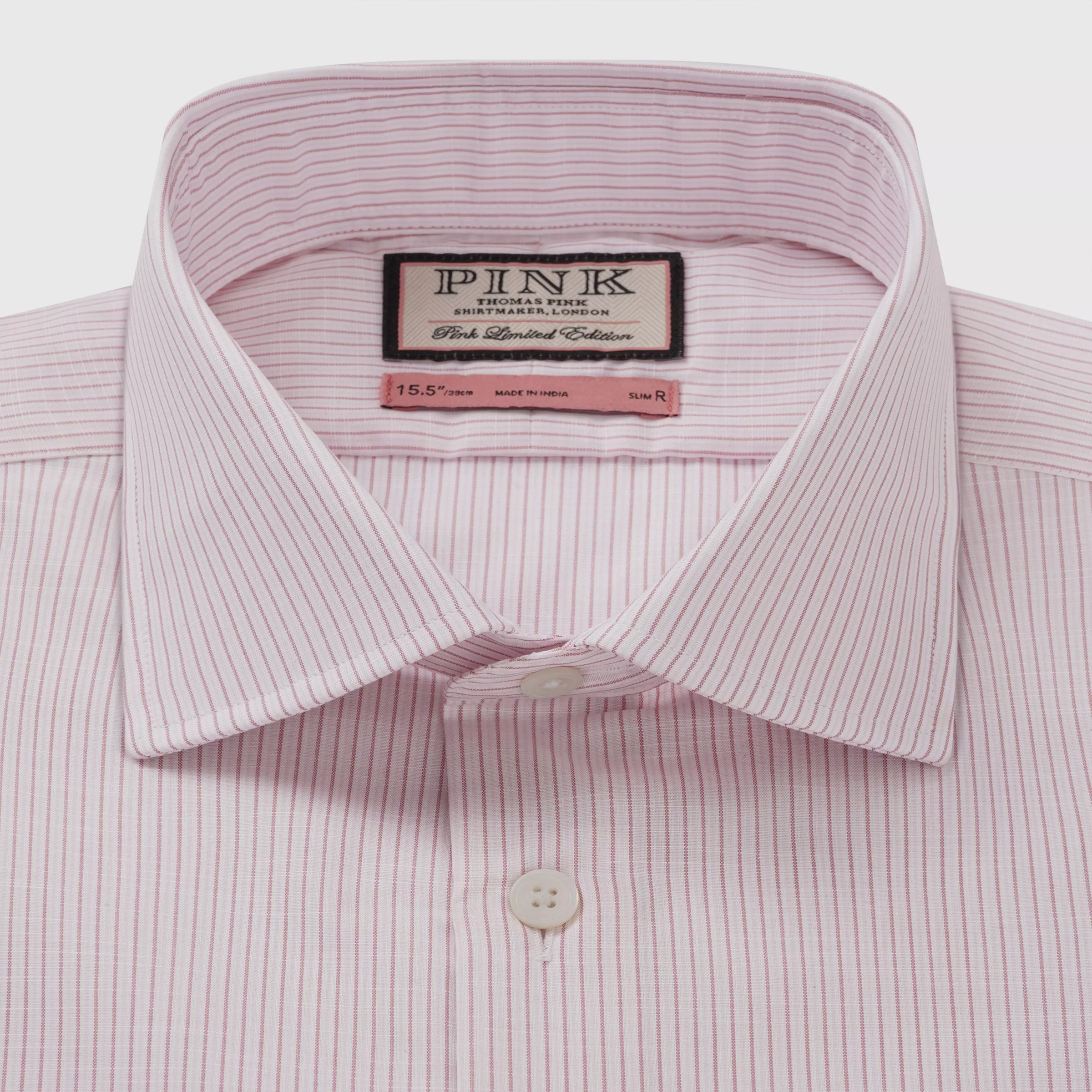 Pale Pink & White Slim Fit Fine Slub Stripe Formal Shirt