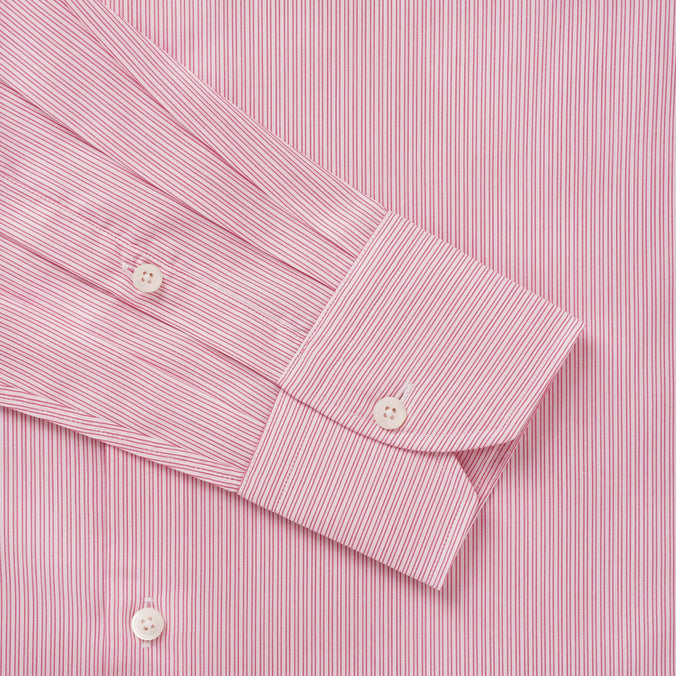 Pink & White Slim Fit Poplin Needle Stripe Formal Shirt