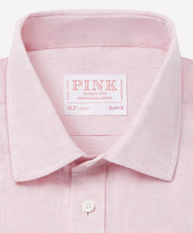 Pale Pink Slim Fit Essential Linen Formal Shirt