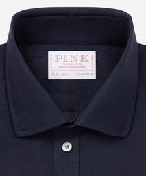 Navy Classic Fit Essential Linen Formal Shirt