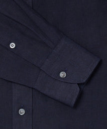 Navy Tailored Fit Essential Linen Smart Casual Shirt