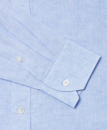 Pale Blue Slim Fit Essential Linen Formal Shirt