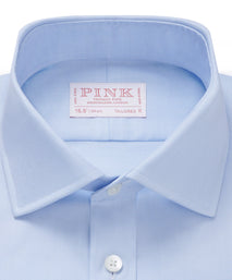 Pale Blue & White Tailored Fit Puppytooth Formal Shirt