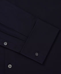Navy Blue Tailored Fit Double Cuff Ramses Cotton Poplin Formal Shirt