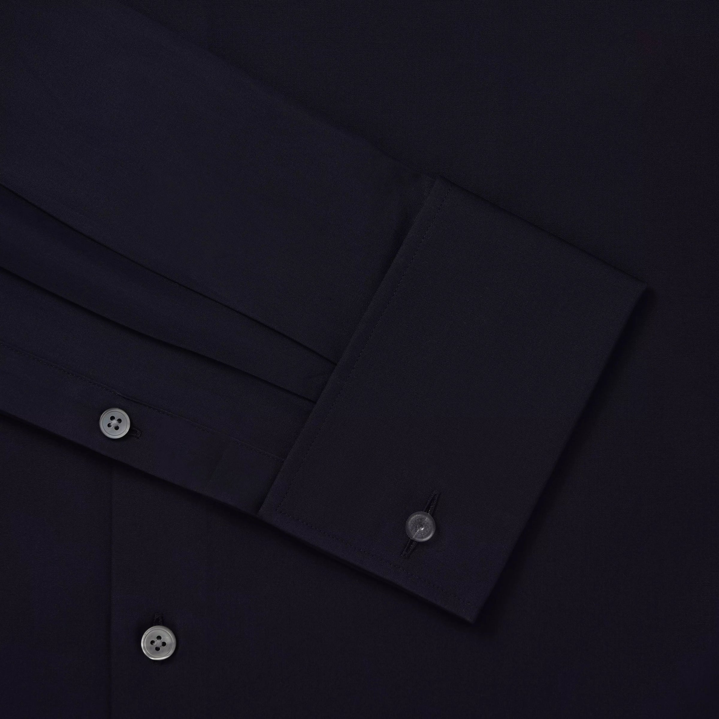 Navy Blue Tailored Fit Double Cuff Ramses Cotton Poplin Formal Shirt